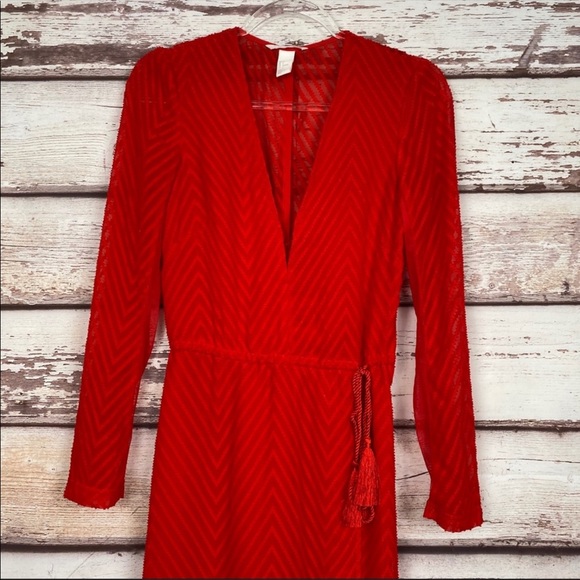 H&M Katy Perry holiday Red Chiffon Maxi Dress - Picture 2 of 16
